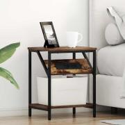 vidaXL Sängbord 2 pcs Rökfärgad ek 38 x 30 x 48 cm Konstruerat trä