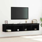 vidaXL TV-skåp 2 pcs Svart ek 80 x 30 x 30 cm Konstruerat trä