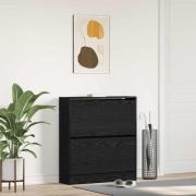 vidaXL Skåp för skor Svart ek 80 x 21 x 87.5 cm Konstruerat trä
