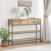 vidaXL Konsolbord med låda med hylla artisan ek 100 x 25 x 75 cm