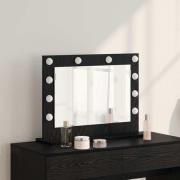 vidaXL Vanity Spegel med LED-ljus Svart Ek 60x45x18 cm