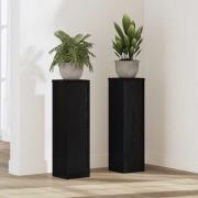 vidaXL Växtställ 2 pcs Svart ek 17 x 17 x 60 cm Konstruerat trä