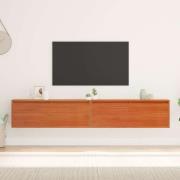 vidaXL Väggskåp med hylla 2 pcs Vaxbrun 100 x 30 x 35 cm Massiv furu