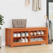 vidaXL Förvaringsbänk med hylla Vaxbrun 110 x 38 x 45,5 cm Massiv furu