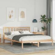 vidaXL Sängram med huvudgavel Brun 150 x 200 cm Massiv furu