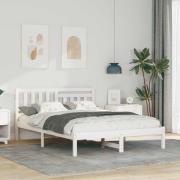 vidaXL Sängram med huvudgavel Vit 140 x 190 cm Massiv furu