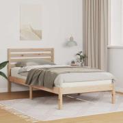 vidaXL Sängram med huvudgavel Brun 75 x 190 cm Massiv furu