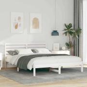 vidaXL Sängram med huvudgavel Vit 160 x 200 cm Massiv furu