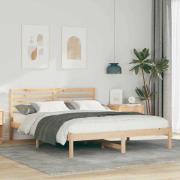 vidaXL Sängram med huvudgavel Brun 140 x 200 cm Massiv furu
