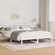 vidaXL Sängram med huvudgavel Vit 140 x 190 cm Massiv furu