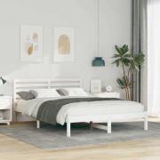 vidaXL Sängram med huvudgavel Vit 140 x 220 cm Massiv furu