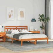 vidaXL Sängram Brun 120 x 190 cm Massiv furu