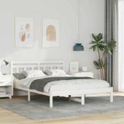 vidaXL Sängram Vit 135 x 190 cm Massiv furu