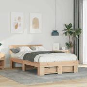 vidaXL Sängram med huvudgavel Brun 120 x 190 cm Massiv furu