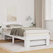 vidaXL Sängram med huvudgavel Vit 80 x 200 cm Massiv furu