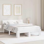 vidaXL Sängram med huvudgavel Vit 150 x 200 cm Massiv furu