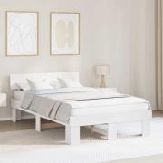 vidaXL Sängram med huvudgavel Vit 120 x 190 cm Massiv furu