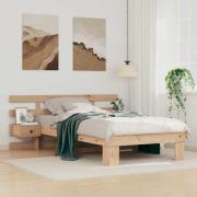 vidaXL Sängram med huvudgavel Brun 75 x 190 cm Massiv furu