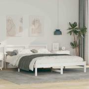 vidaXL Sängram med huvudgavel Vit 150 x 200 cm Massiv furu