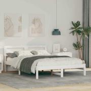 vidaXL Sängram med huvudgavel Vit 120 x 190 cm Massiv furu