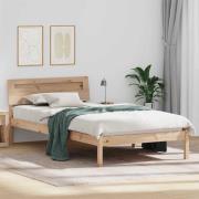 vidaXL Sängram med huvudgavel Brun 90 x 200 cm Massiv furu