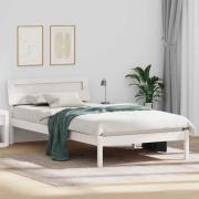 vidaXL Sängram med huvudgavel Vit 90 x 190 cm Massiv furu