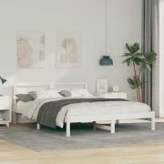 vidaXL Sängram med huvudgavel Vit 140 x 200 cm Massiv furu