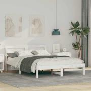 vidaXL Sängram med huvudgavel Vit 120 x 200 cm Massiv furu