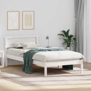 vidaXL Sängram med huvudgavel Vit 90 x 190 cm Massiv furu