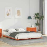 vidaXL Sängram Vaxbrun 150 x 200 cm Massiv furu