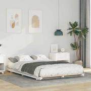 vidaXL Sängram Vit 135 x 190 cm Massiv furu