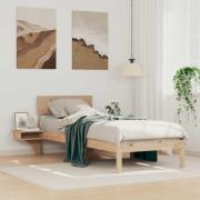 vidaXL Sängram med huvudgavel Brun 75 x 190 cm Massiv furu