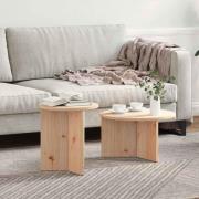 vidaXL Kaffeebord 2 pcs Naturfärg 49 x 49 x 28 cm Massivt tallträ