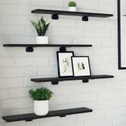 vidaXL Bokhylla Bräda 4 pcs Svart 60 x 10 x 1.5 cm Konstruerat trä
