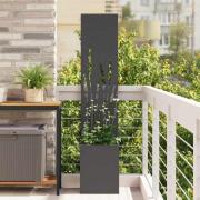 vidaXL Trädgårdsplanterare med dekorativ panel Svart 32 x 140 cm