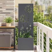 vidaXL Trädgårdsplanterare med dekorativ panel Antracit 50 x 140 cm