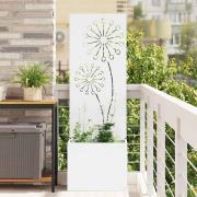 vidaXL Trädgårdsplanterare med dekorativ panel Vit 50 x 140 cm