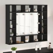 vidaXL Spegelskåp med hylla Svart ek 91 x 15 x 76.5 cm Konstruerat trä