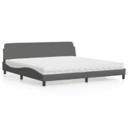 vidaXL Bed with Mattress "Dover" Dark Grey 200x200 cm Fabric