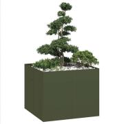 vidaXL Planteringskärl olivgrön 100x100x80 cm stål