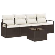 vidaXL Trädgårdsoffset 5 pcs Brun och Kräm 55 x 55 x 37 cm