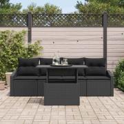 vidaXL Trädgårdsoffset med kudde 5 pcs Svart 100 x 55 x 73 cm