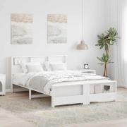 vidaXL Sängram med huvudgavel Vit 150 x 200 cm Konstruerat trä