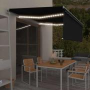 vidaXL Automatisk markis vindsensor rullgardin LED 4,5x3m antracit