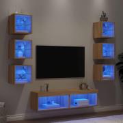 vidaXL Tv-bänk 8 delar LED sonoma-ek konstruerat trä