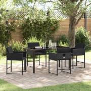 vidaXL Trädgårdsmöbelset 5 pcs Svart konstrotting