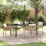 vidaXL Trädgårdsmöbelset 5 pcs Beige konstrotting