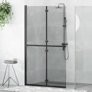 vidaXL Walk-in duschvägg Svart och mörk genomskinlig 110 x 190 cm
