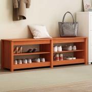 vidaXL Skobänk med hylla med lagring Vaxbrun 160 x 36,5 x 50 cm