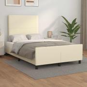 vidaXL Sängram utan madrass gräddvit 120x190 cm konstläder